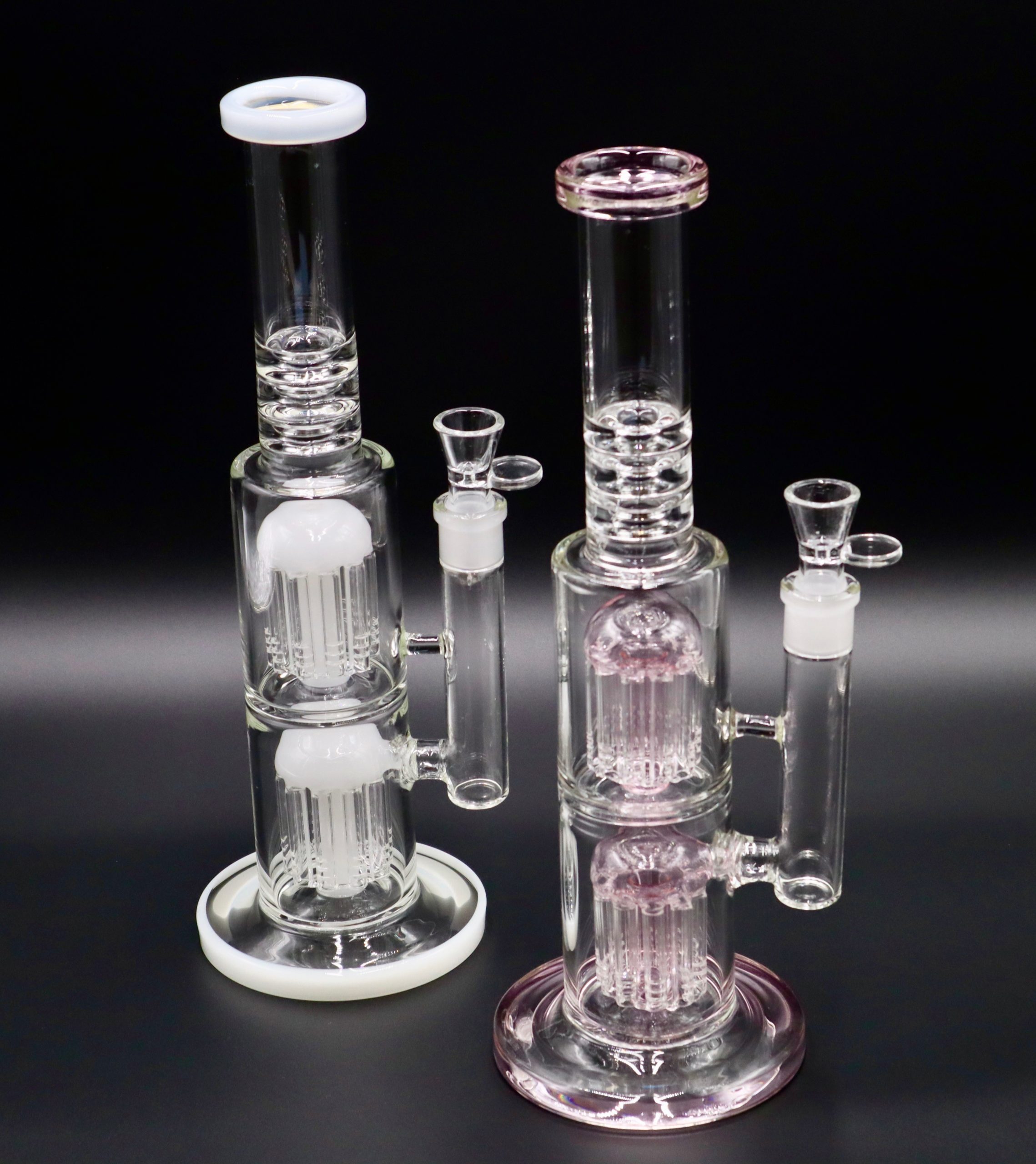 GL089 – 20″ Large Water Pipe – Swiss Neck Twisted Percolator Double Barrel  3 Ring (Assorted)