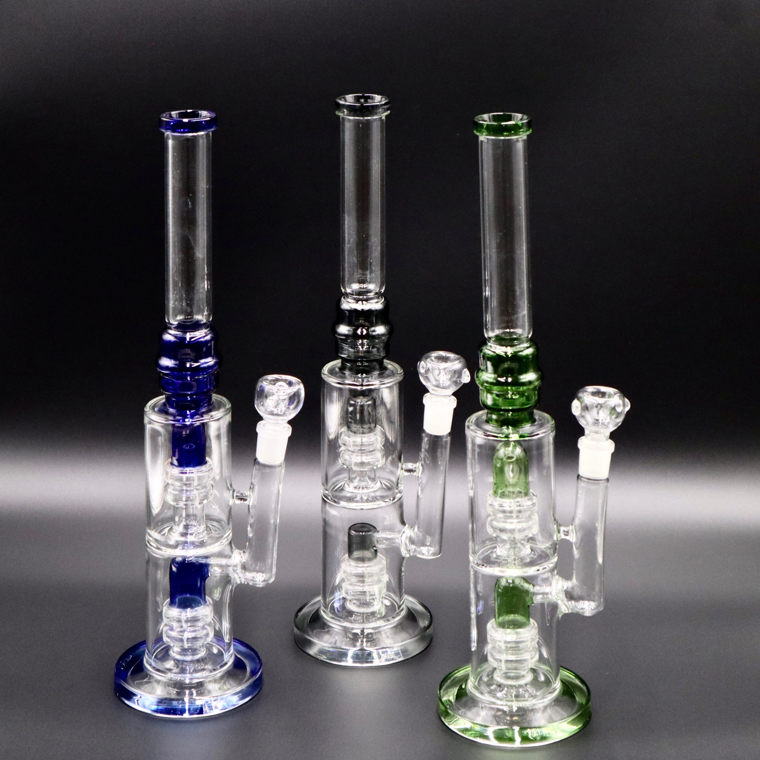 GL036 – 16″ Large Water Pipe – Double Chamber Spiral Percolator (Assorted)