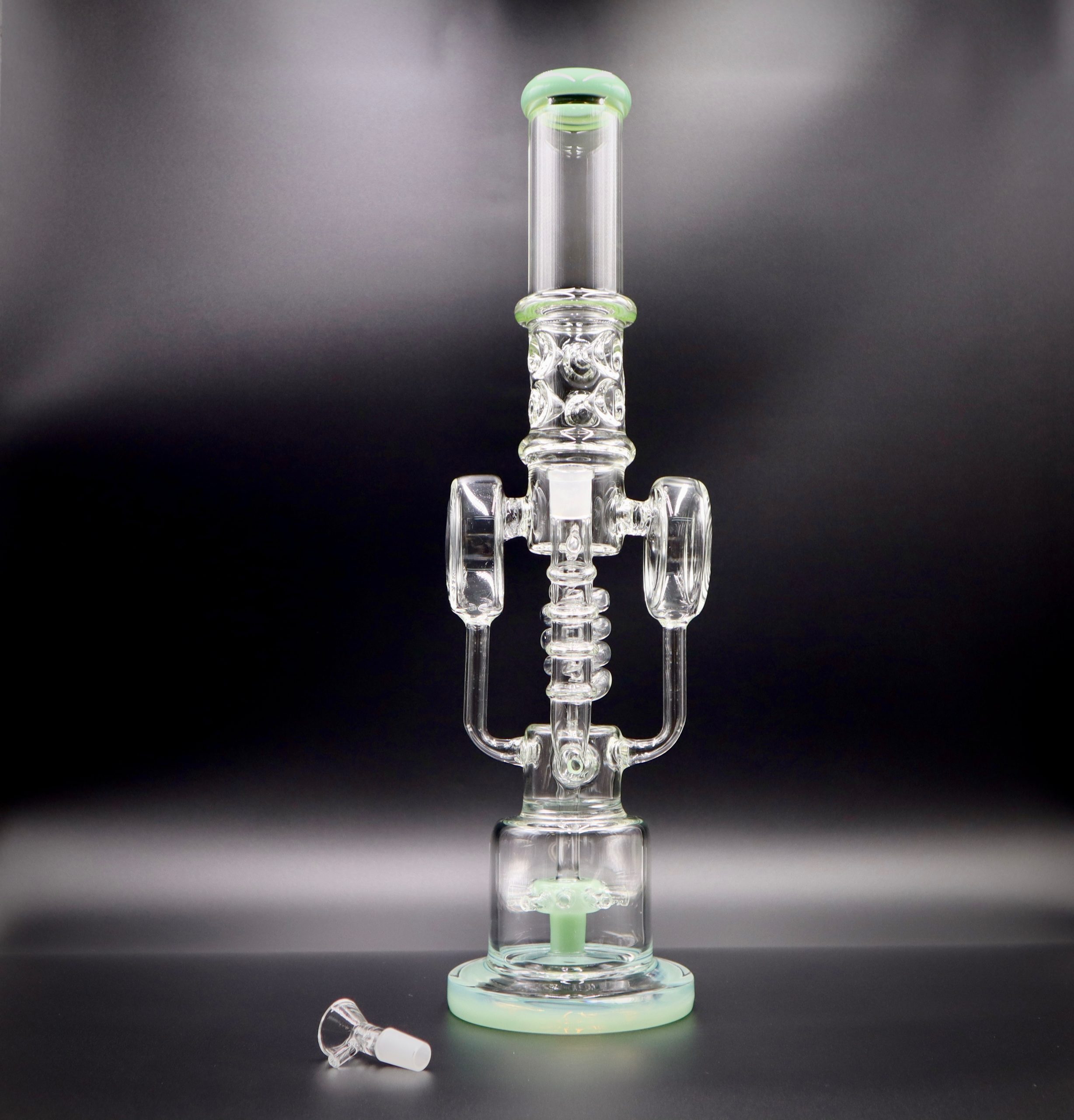 https://topfivewholesale.com/wp-content/uploads/2022/10/GL086-18%E2%80%B3-Water-Pipe-Swiss-Neck-Double-Chamber-Percolator-Green.jpg