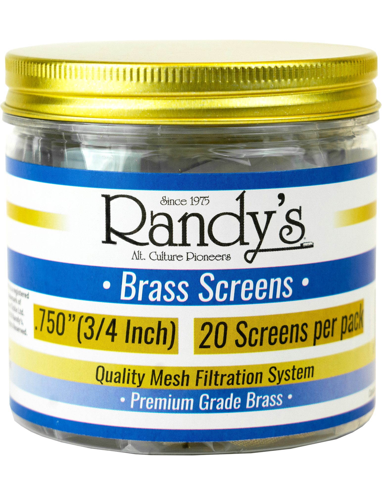 Randy's – .750″ [3/4″] Brass Screen Jar (36 packs of 20 screens, 720 screens  total)