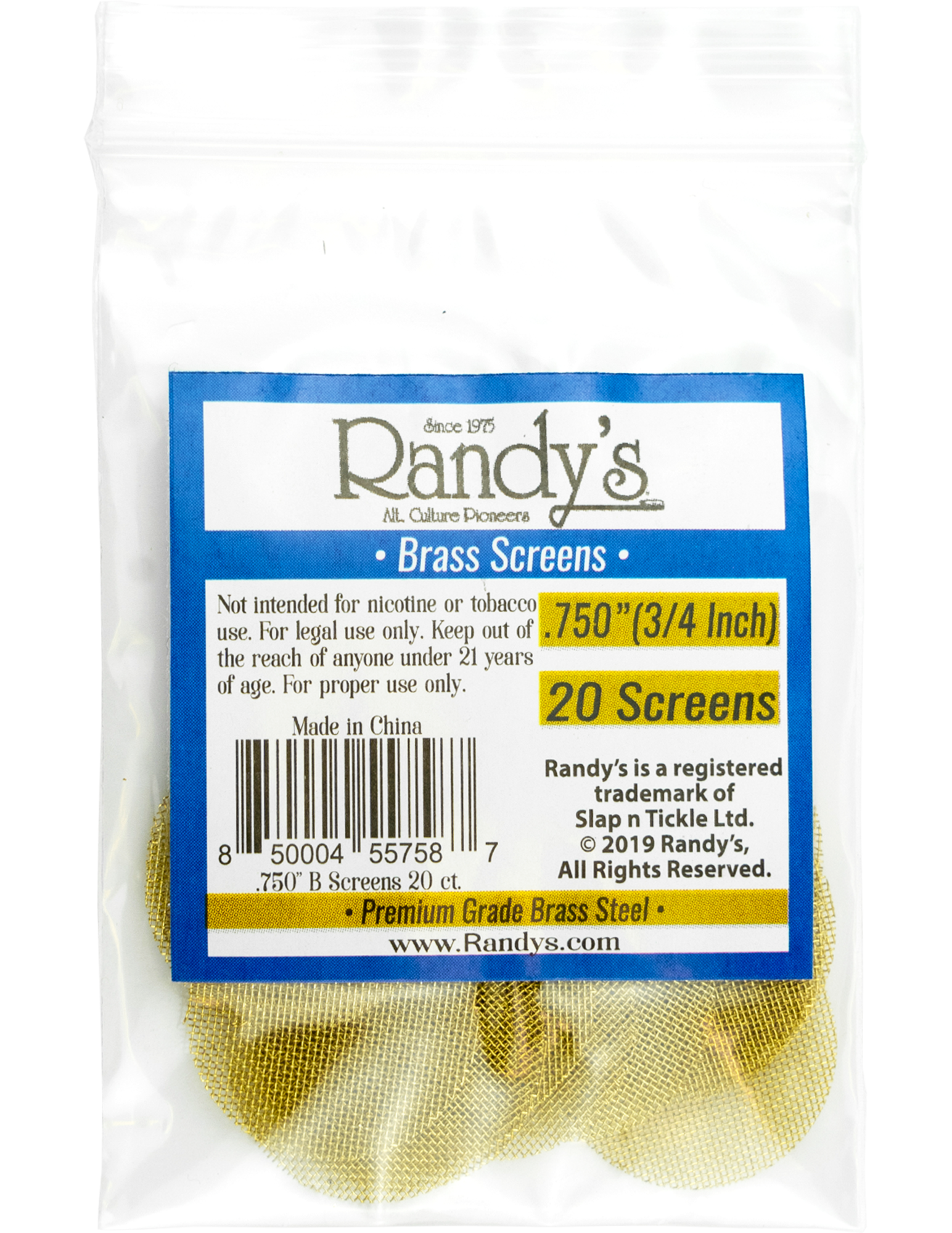 Randy's – .750″ [3/4″] Brass Screen Jar (36 packs of 20 screens, 720 screens  total)