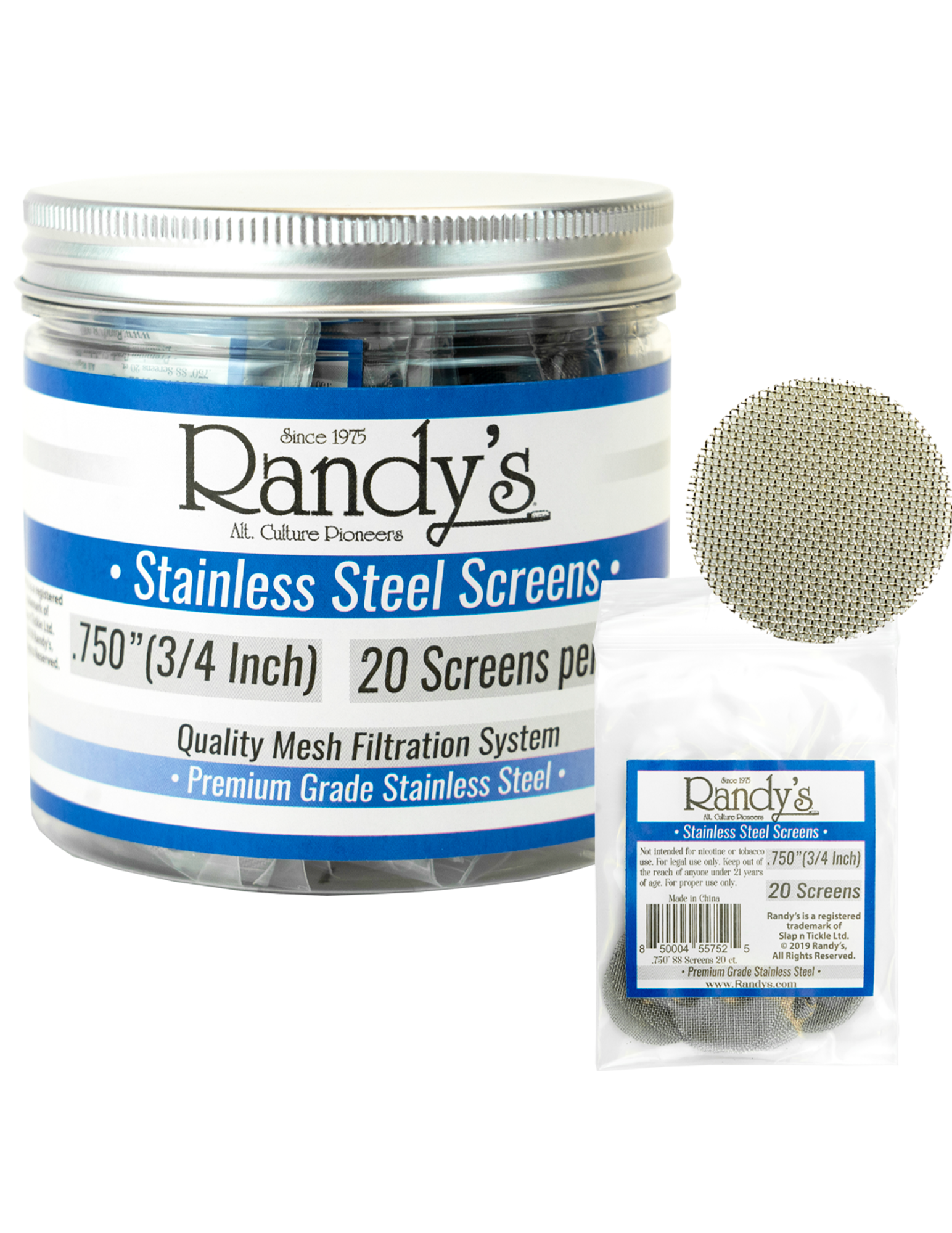 Randy's – .750″ [3/4″] Brass Screen Jar (36 packs of 20 screens, 720 screens  total)